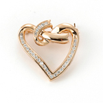 14K RG DIAMOND HEART BROOCH WITH RIBBON ACCENT