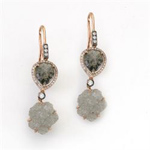 18KT RG NATURAL ROUGH DOUBLE DROP EARRINGS
