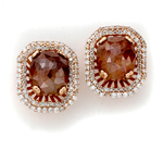 18KT RG DOUBLE ROW NATURAL PINK DIAMOND EARRINGS