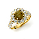 18KT YG DOUBLE ROW NATURAL YELLOW DIAMOND RING
