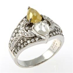 18KT WG NATURAL ROUGH TWO PS DIAMONDS RING